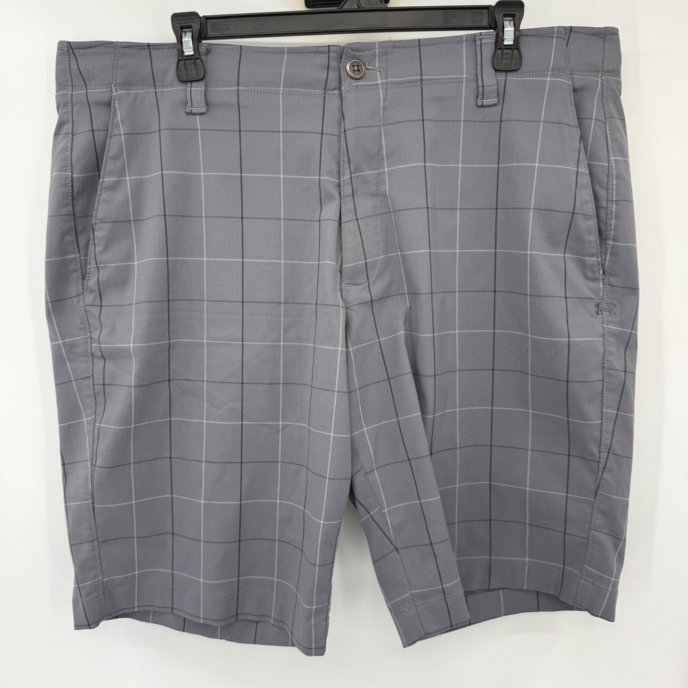 Under Armour Golf Shorts Mens 40 Grey HeatGear Windowpane Plaid Loose Fit